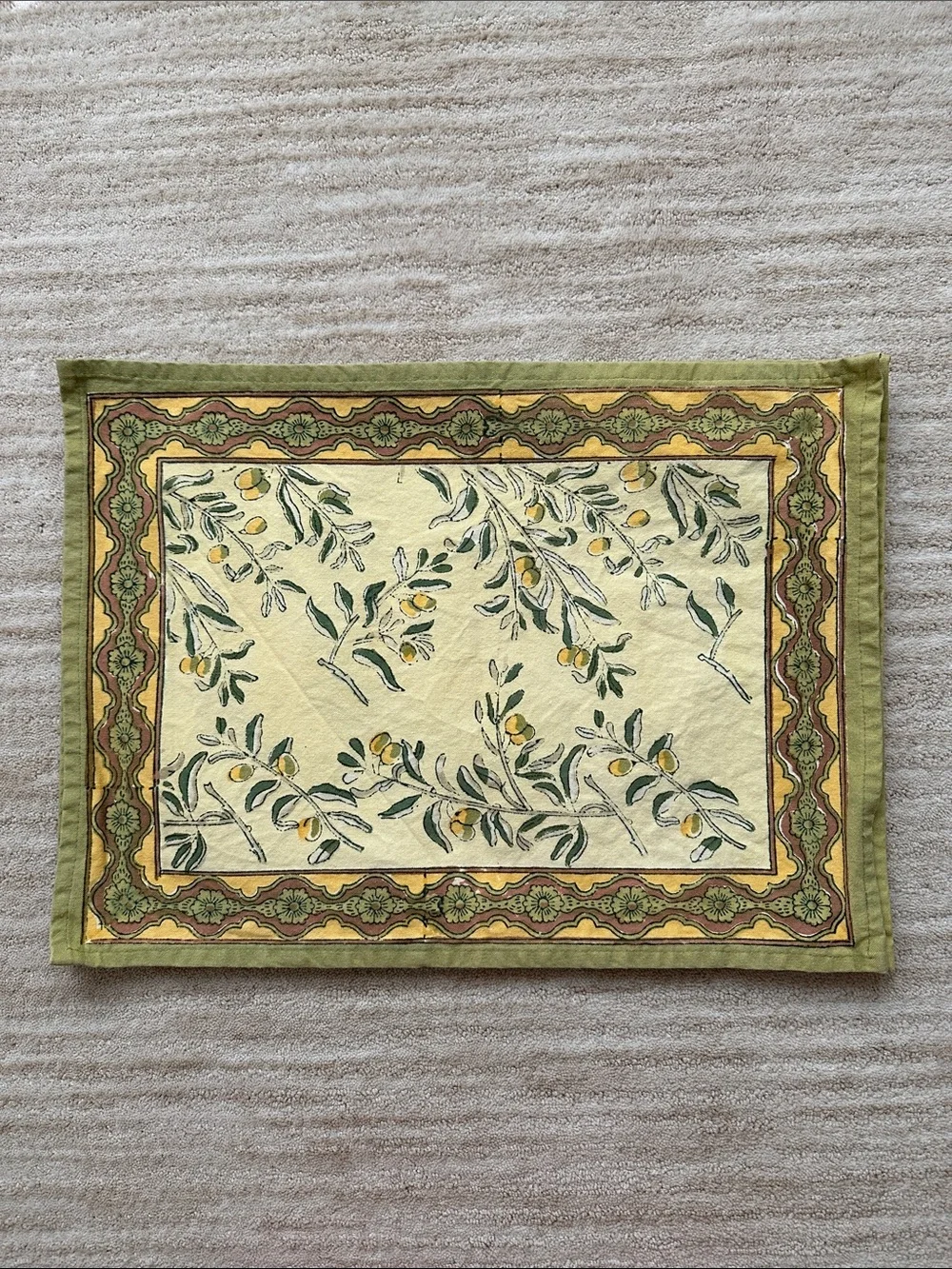 Set of 4 Couleur Nature Olive Tree Placemats Yellow/Green Designed by Bruno Lamy